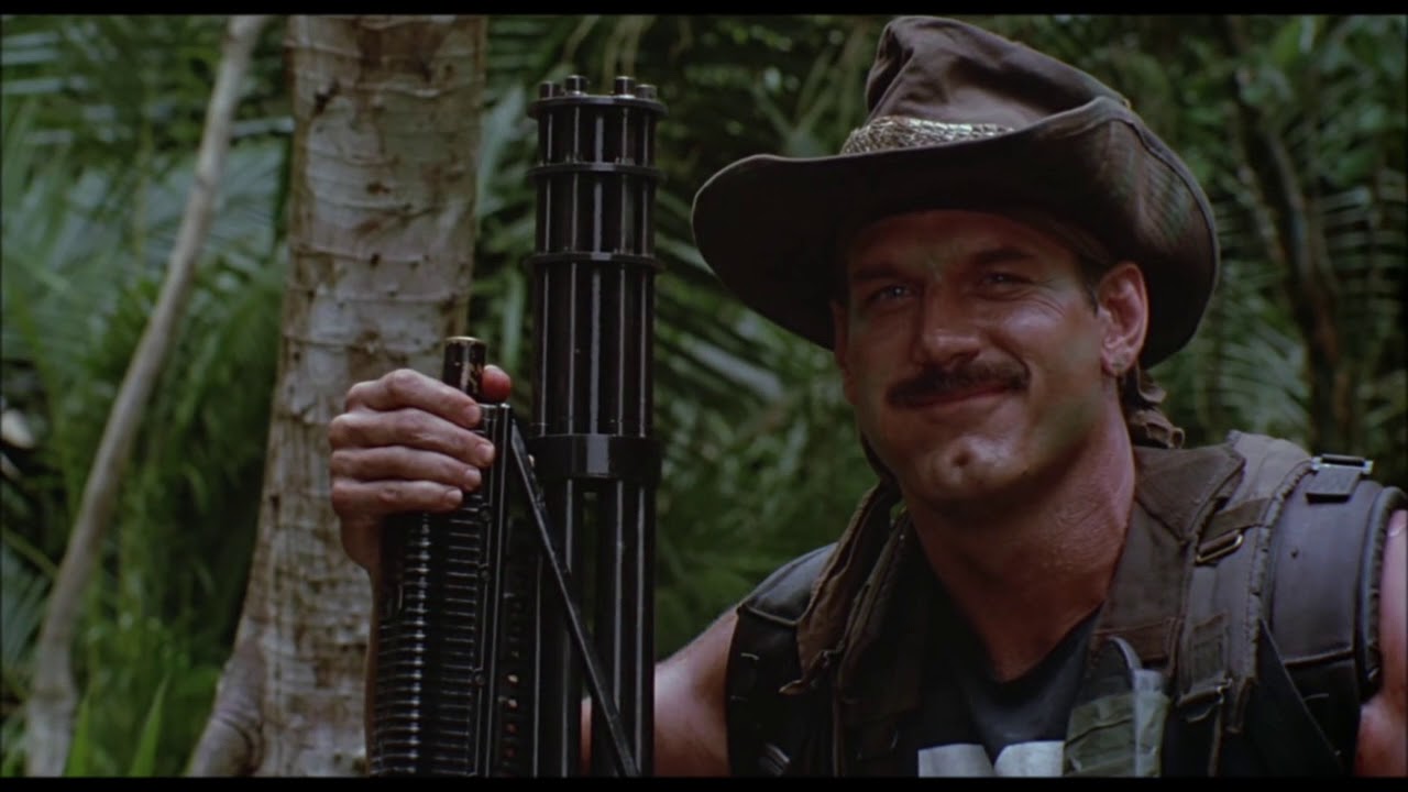 The end of Predator but with the Grange Hill theme