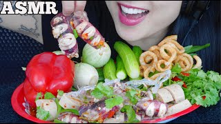 ASMR SPICY OCTOPUS SALAD + FRESH VEGGIES *SAUCE RECIPE (EATING SOUNDS) NO TALKING | SAS-ASMR