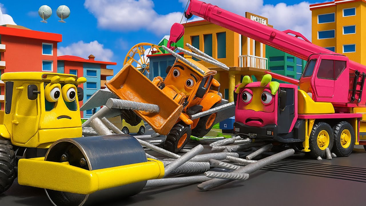 🚧 Dangerous Steel Rod Spill! Brave Vehicles Rush to Help Their Friend 🚜 ...