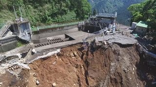 九電、貯水施設の決壊調査 土砂崩れとの関係も－ドローン撮影