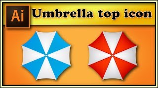 ☂⛱ Umbrella top view,  summer icon  Adobe Illustrator tutorial
