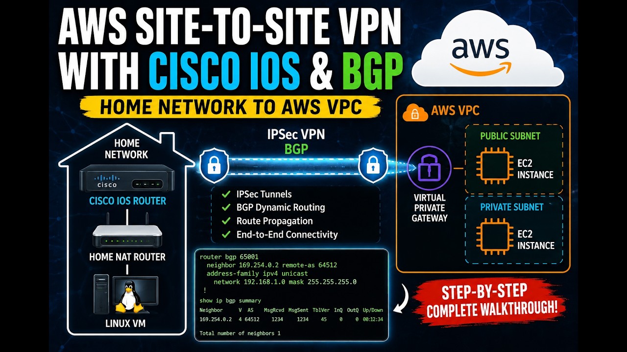 AWS Site to Site VPN with Cisco IOS and BGP | Hands-on live session ...
