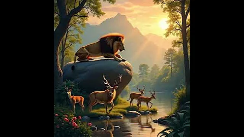lion trying to hunt deer #ai #genarator #beautiful #nature