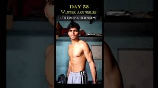 Day 53 winter arc body transformation series. how to do chest workout at home #shortvideo #gym