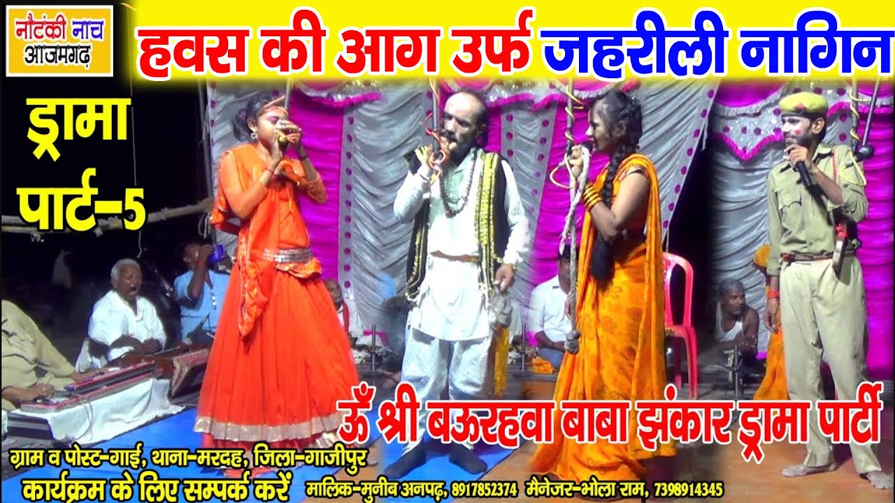 #नौटंकी_नाच ड्रामा पार्ट-5 II हवस की आग उर्फ जहरीली नागिन II श्री बउरहवा बाबा झंकार #मुनीब_अनपढ