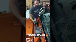 Painting with Fire 🔥 Restoring faded plastic. #overland #autorestoration #jeep #fire