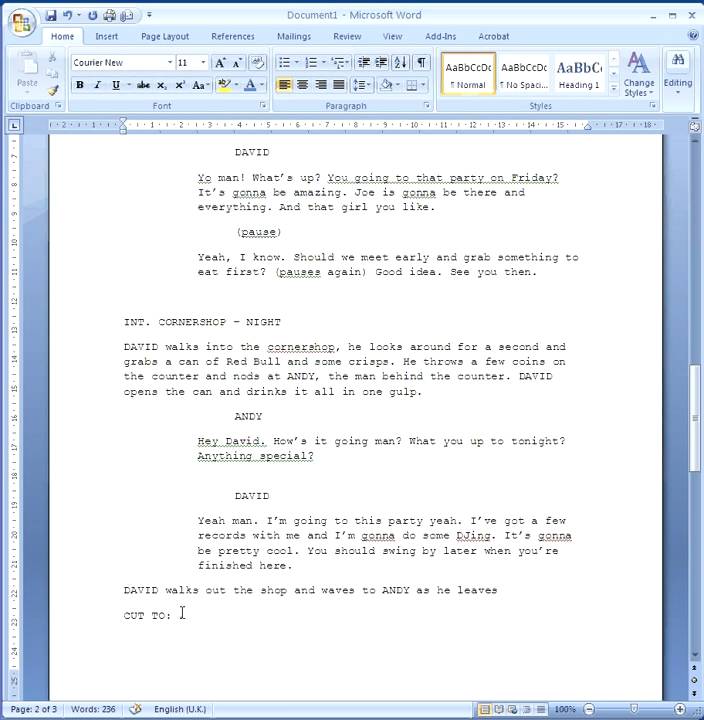 How to write a film script format