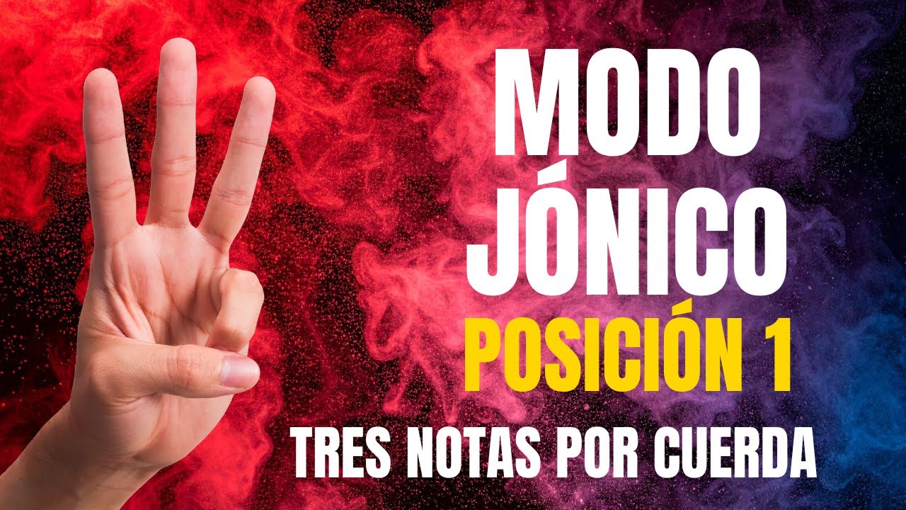 Modo Jónico | Escala mayor | Tonalidad C | Tres notas por cuerda | Posición 1