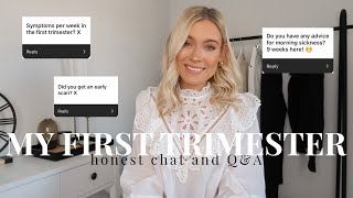 FIRST TRIMESTER PREGNANCY Q&A!! My first pregnancy, morning sickness, stomach pains, acne....!