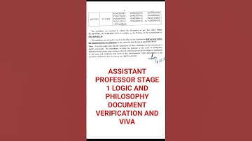 Assistant Professor Stage 1 LOGIC AND PHILOSOPHY DOCUMENT VERIFICATION AND VIVA