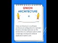 What is Onion architecture -.NET Interview Frequently ask question #Shorts #aspnetcore #aspnet