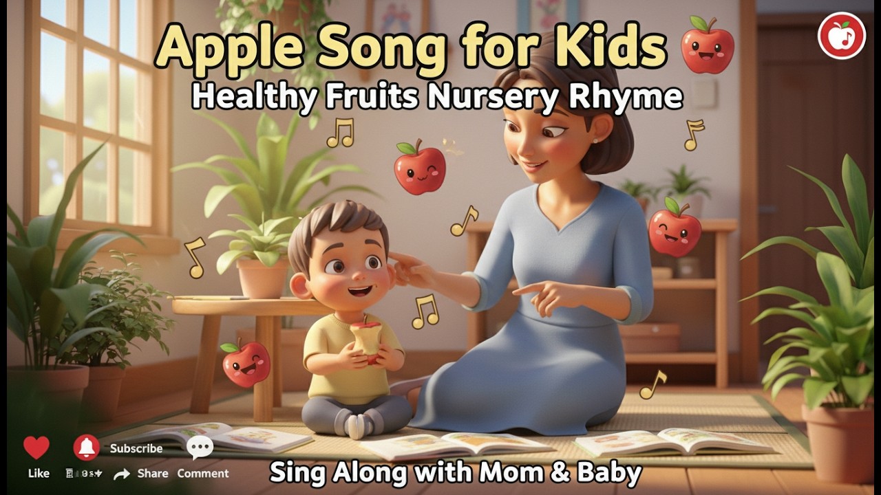 Apple Song for Kids 🍎 | Healthy Fruits Nursery Rhyme | Sing Along with ...