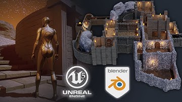Blender 3 to Unreal Engine 5 Dungeon Modular Kitbash Game Design
