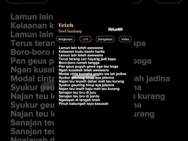 Lirik Lagu Teteh-Doel Sumbang #trending #lagusunda #liriklagu #shorts class=