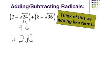 #3.5 - 8.7.1 - adding and subtracting radicals (simplify first) - algebra 2