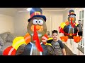 Giant thanksgiving turkey game with caleb and mommy pretend play scavenger hunt for kids