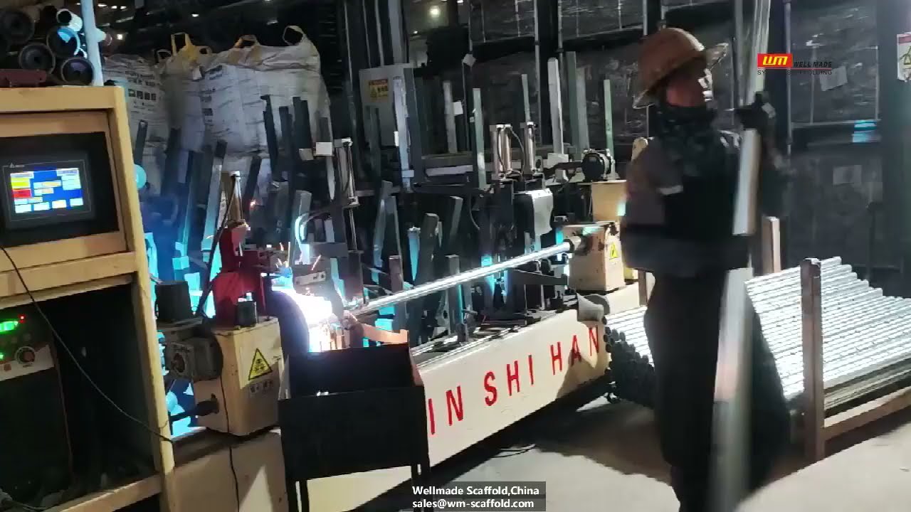 Steel Prop Inner Tube Manufacturing - Scaffold Tube with Holes and Base Plates - EN1065 - Wellmade