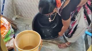 Indian Housewife Aunty Washing Blanket By Hand   Aunty Washing Water Blanket