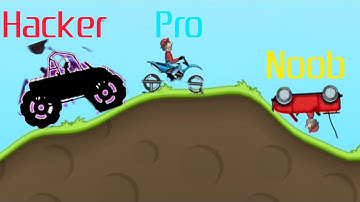 Noob vs Pro vs Hacker.  Hill Climb Racing.