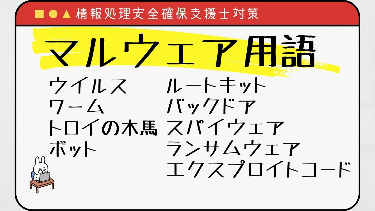 【#40 情報処理安全確保支援士】マルウェアに関する用語