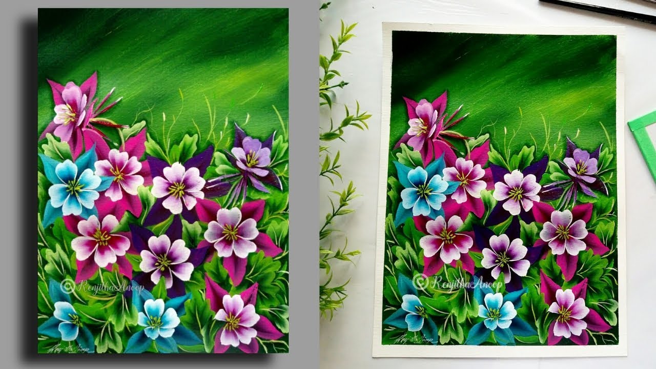 acrylic painting | step by step Flower painting tutorial | painting ...