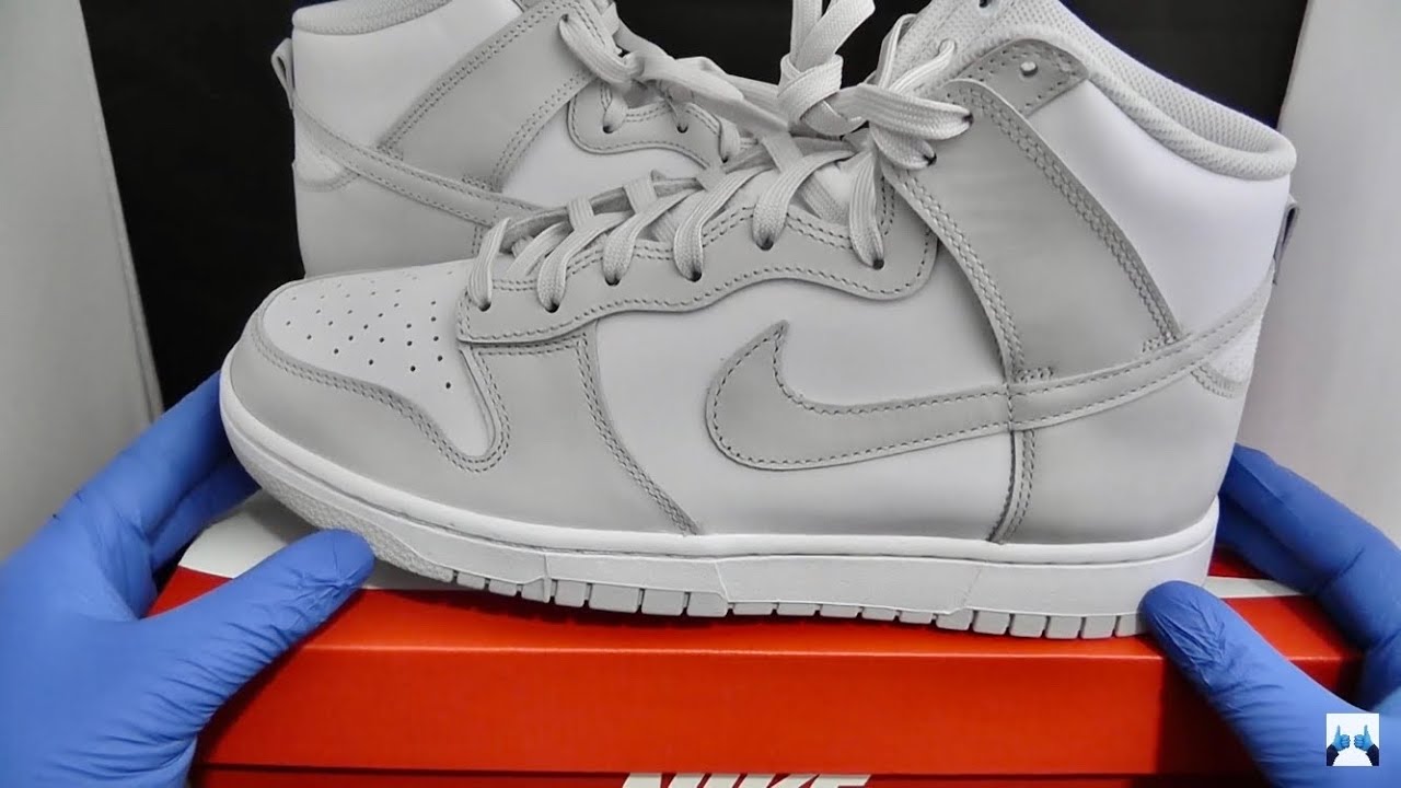 NIKE DUNK HIGH RETRO VAST GREY 2021 REVIEW 👟 UNBOXING NO ON FEET SNEAKERS CAMS KICKS KSI W2S ASHENS