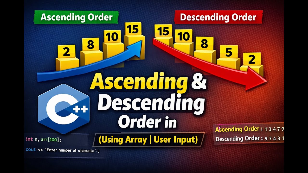 Ascending & Descending Order in C++(Using Array | User Input) - YouTube