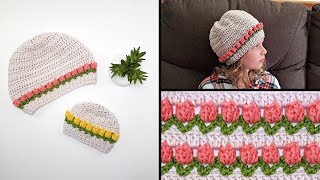 Crochet Tulip Stitch Hat Pattern 