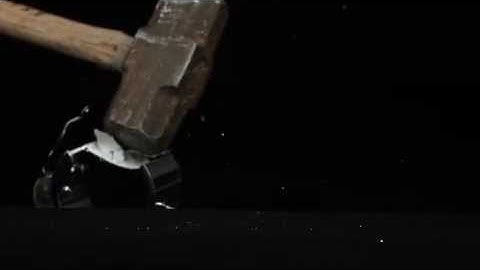 Slow Motion Smashing Alarm Clock with Sledgehammer Footage