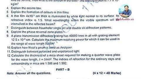 OU, BSc (CBCS) Physics (optics) IV sem question paper  jun/jul 2022 | Osmania university