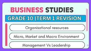 Business Studies Grade 10: Term 1 Revision