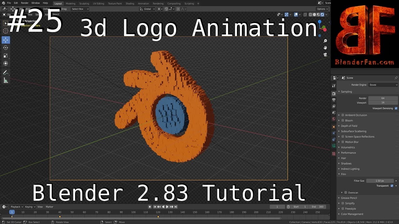 Blender 28 Beginner Tutorial 3d Logo Animation 25 Youtube