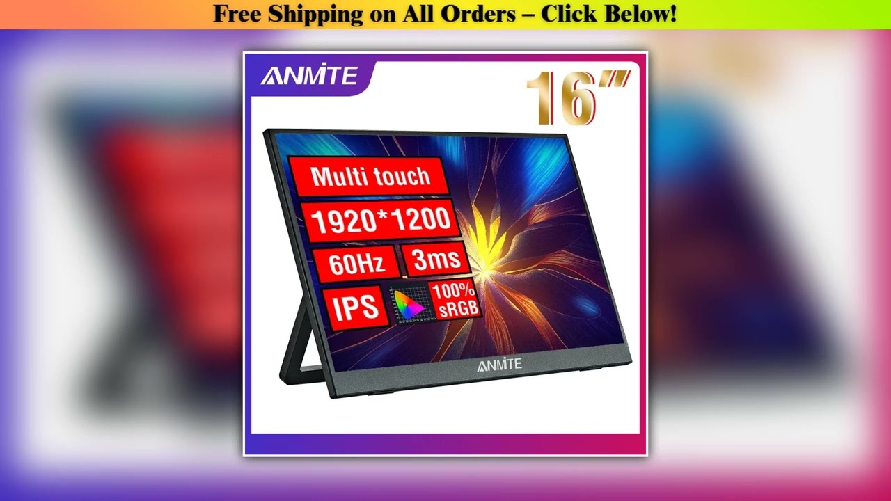 Anmite 16-Inch Portable Touch Monitor Non-touch optional 1200P HDR