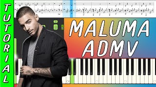 ADMV - Maluma ||  Piano Tutorial ▪ Lyrics