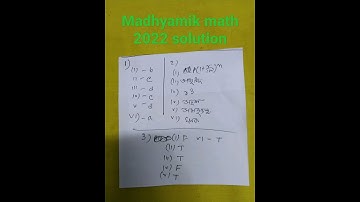 madhyamik math 2022 mcq solution #math 2022 madhyamik answer
