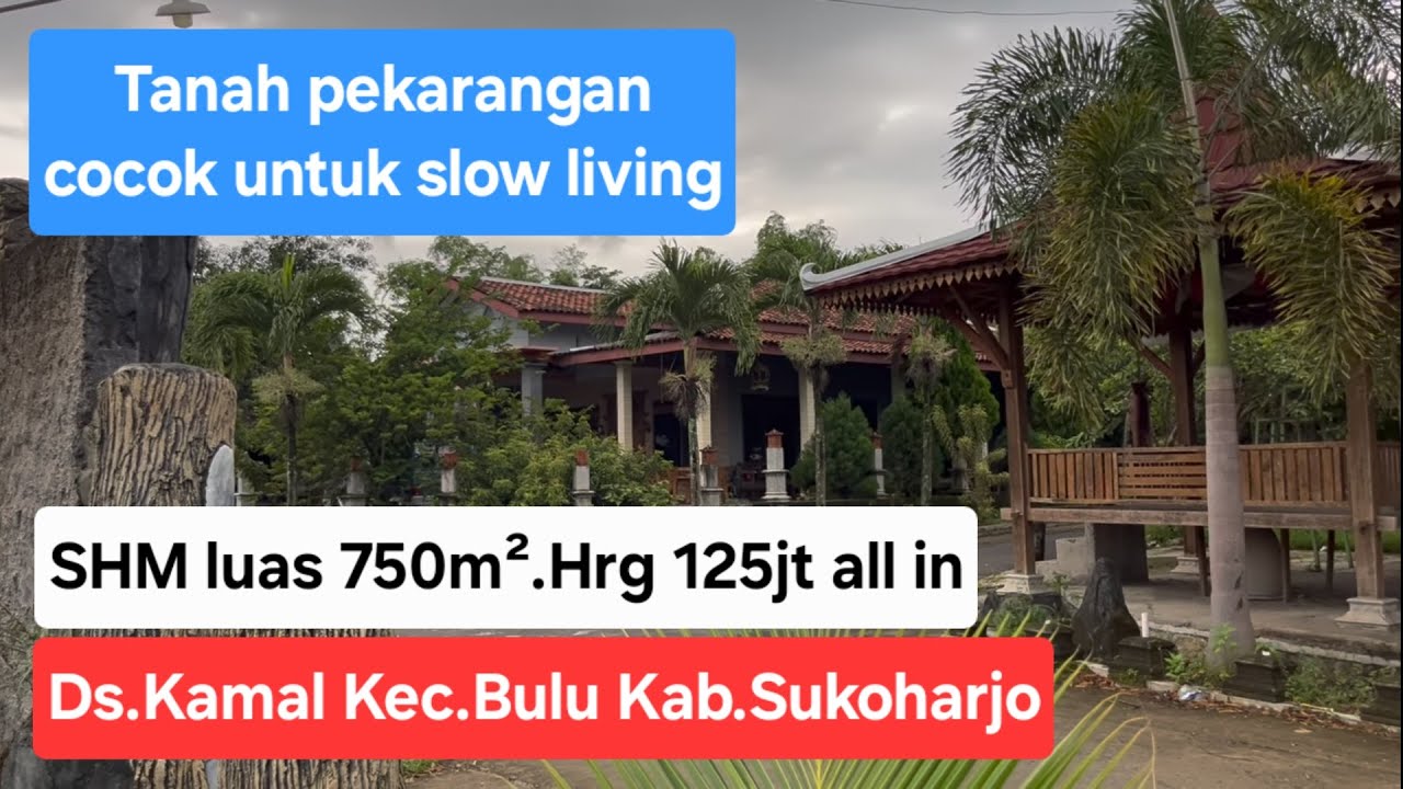 TERJUAL pekarangan cocok untuk slow living SHM luas ±750m² Hrg 125jt all in Kamal, Bulu, Sukoharjo