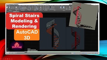 AutoCAD 3D  | How to model Spiral Stairs  | Circular Stairs  | AutoCAD Rendering.