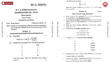 BCA 5TH SEM NUMERICAL METHODS BCA N DEC 2013 | CSJMU