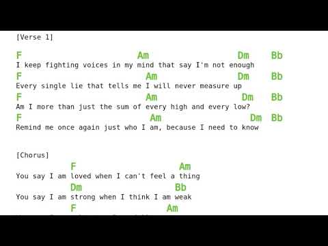 You say - Lauren Daigle (guitar chords & lyrics) NO CAPO 