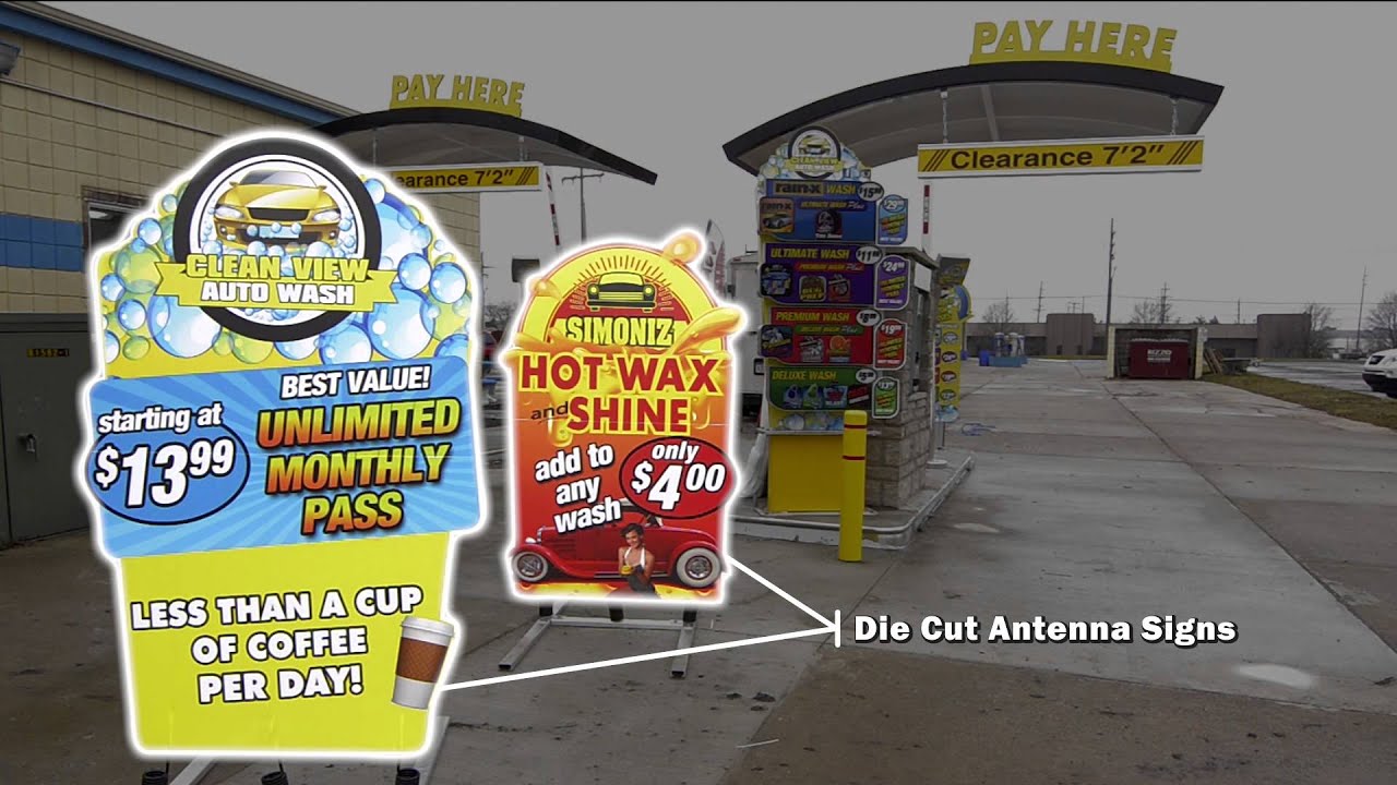 Car Wash Antenna Signs and Gate Arms YouTube