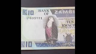 Zambia banknoot 10 kwacha 1980/Zambia currency /जाम्बिया मुद्रा/Moneda de Zambiaعملة زامبيا سنه ١٩٨٠