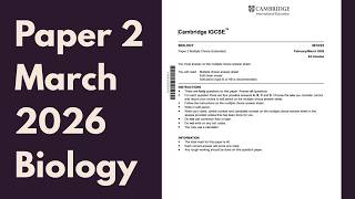 0610/22 February/March 2026 Latest Paper 2 IGCSE Biology Cambridge 0970 Multiple Choice (Extended)