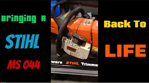 Resurrecting a junk Stihl MS 044 Arctic Chainsaw.  Replace a piston, cylinder and carburetor & clean