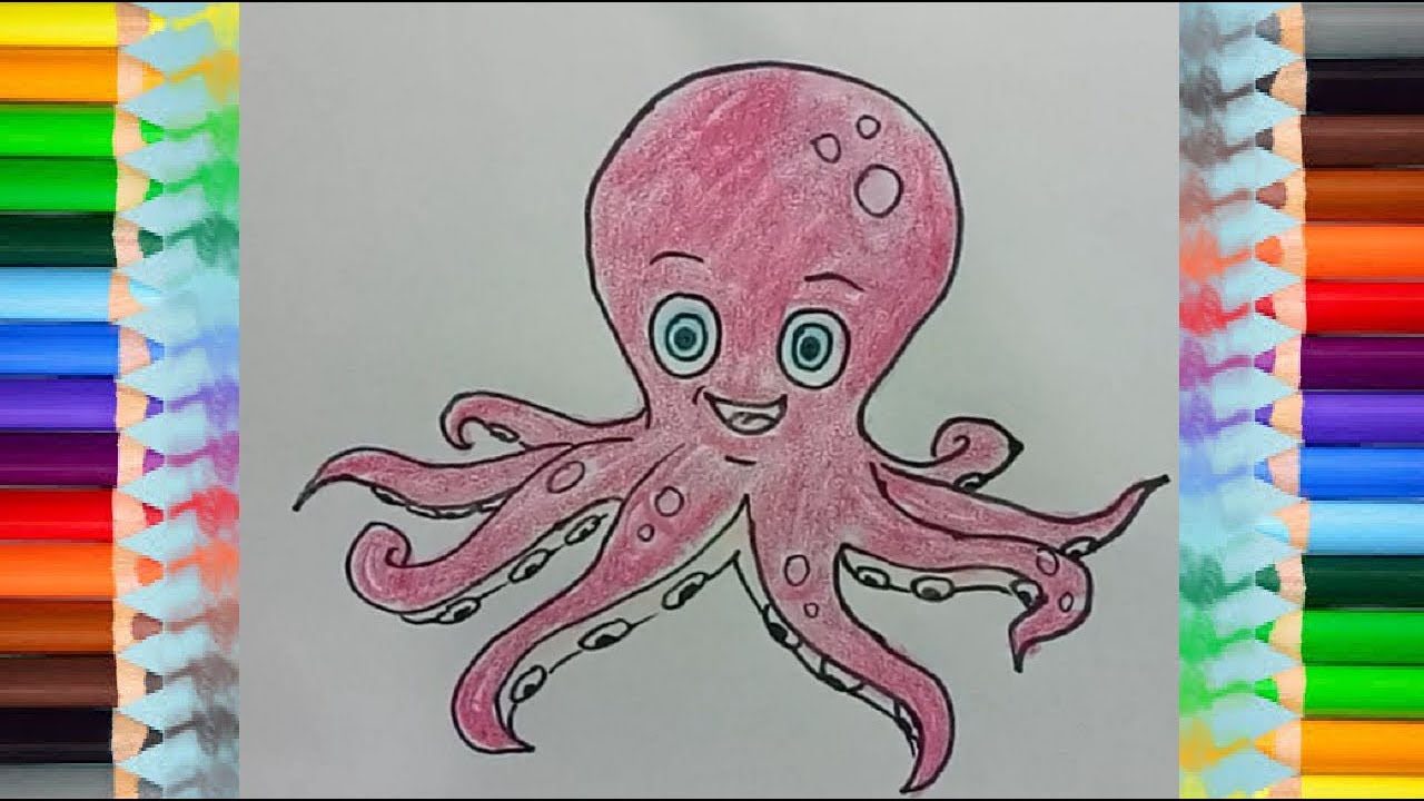 How to draw a cute Octopus | Octopus drawing and coloring - YouTube