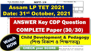 ANSWER Keys of CDP Question Paper (শিশু বিকাশ ও শিক্ষণতত্ত্ব) (LP TET) of 31st October, 2021