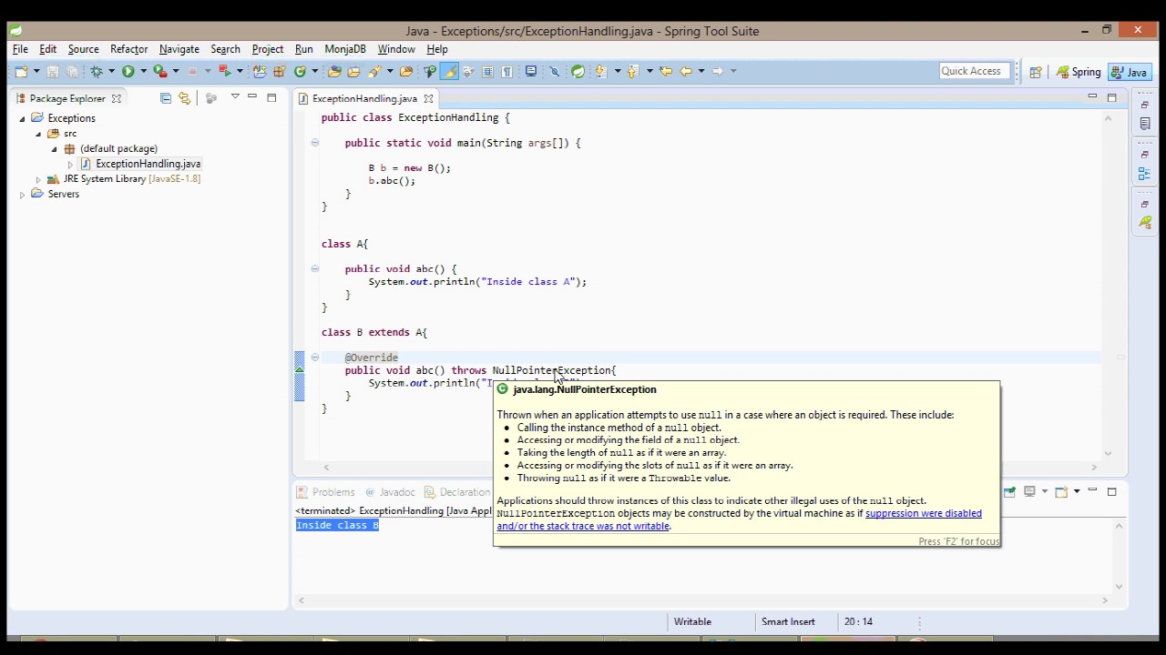 Exception in Inheritance - Java - YouTube