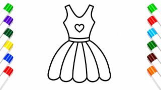 Learn colors with Frock drawing | Fun drawing activity for kids | Easy Frock Drawing and Coloring..