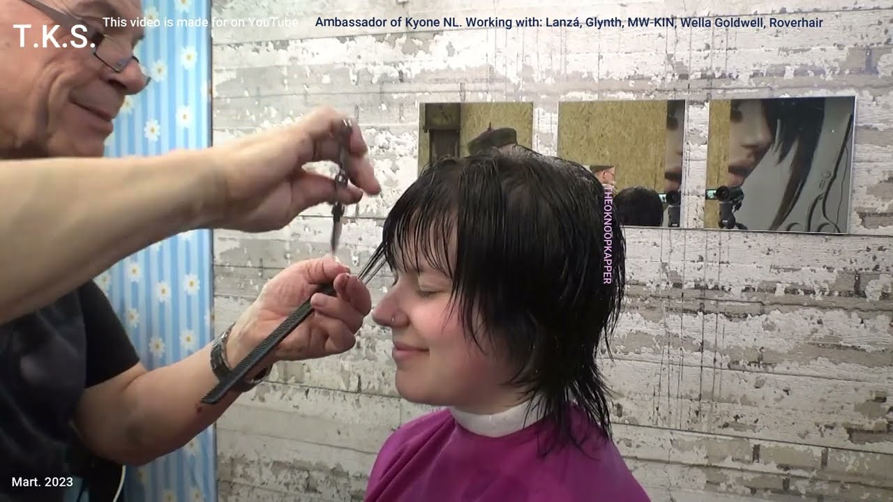 WOLFCUT BOB with pink red highlights in punk style for Kylie by T.K.S