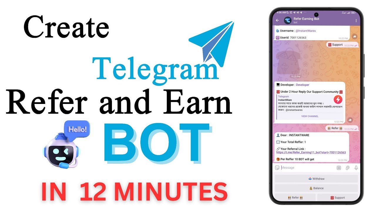 How to Create Telegram Refer and Earn Bot in just 12 Minutes | Refer ...
