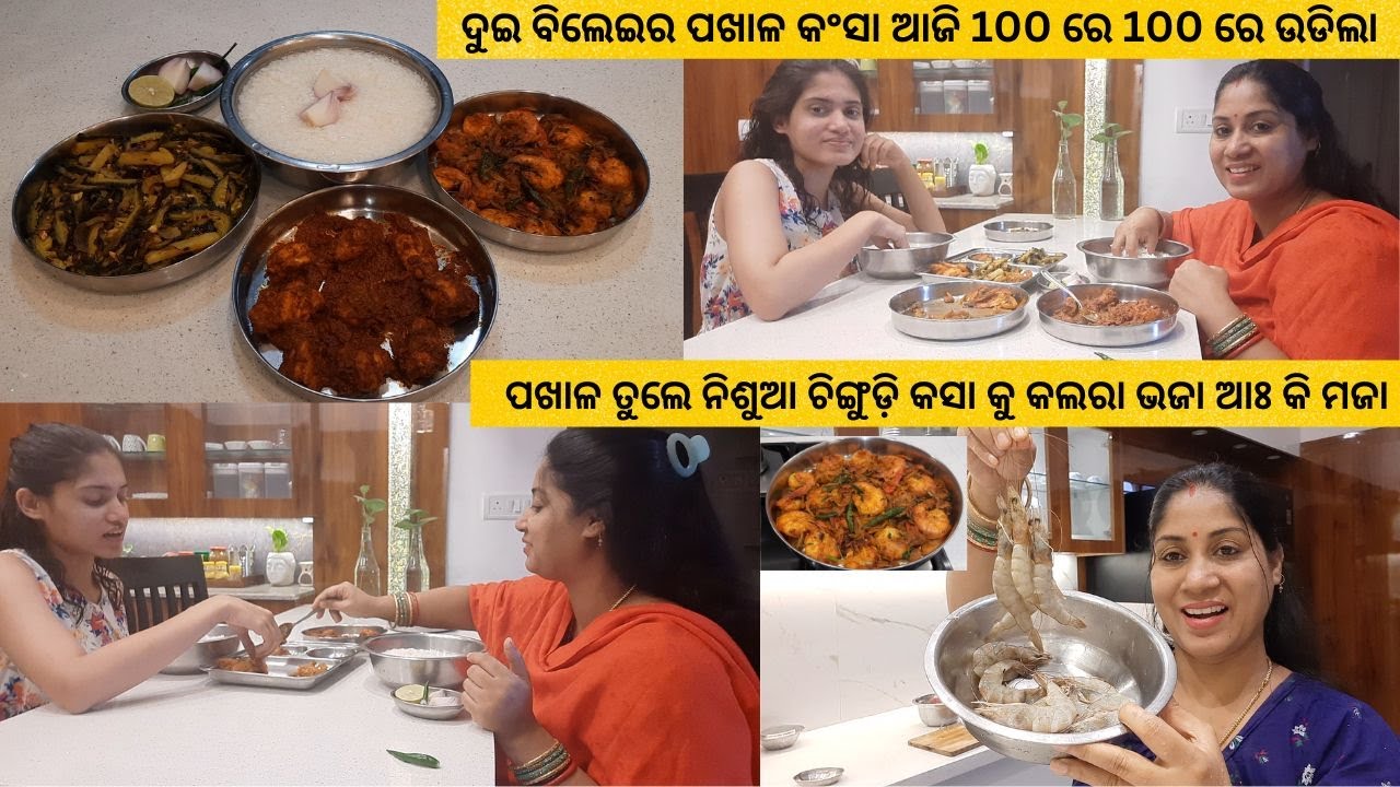 ଦୁଇ ବିଲେଇର ପଖାଳ କଂସା ଆଜି 💯 💯 ରେ ଉଡିଲା/ପଖାଳ ତୁଲେ🦐 ନିଶୁଆ ଚିଙ୍ଗୁଡ଼ି କସା କୁ କଲରା ଭଜା ଆଃ କି ମଜା
